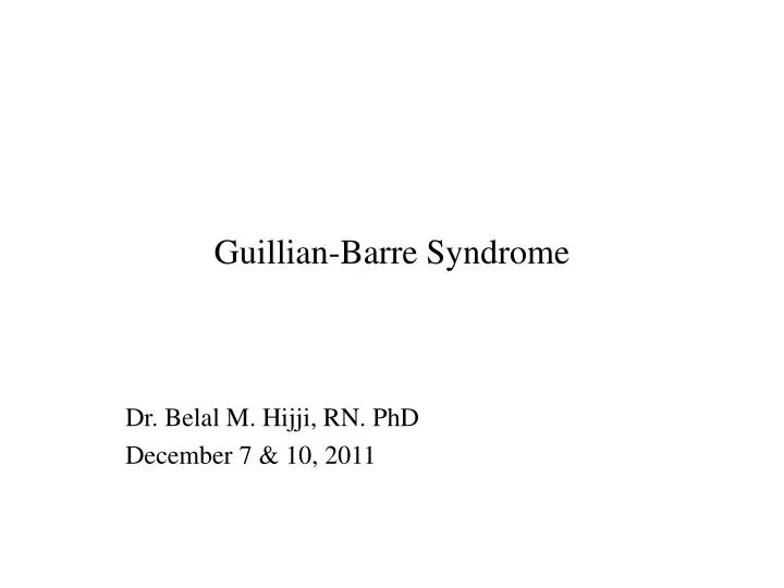 guillian barre syndrome