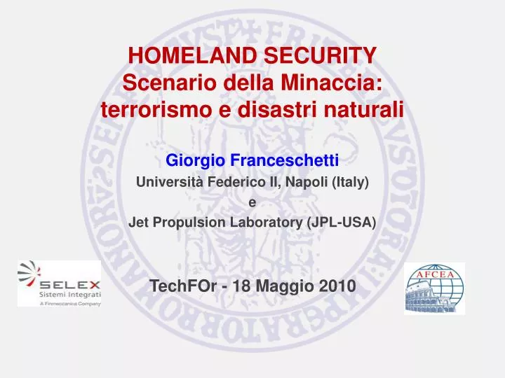 homeland security scenario della minaccia terrorismo e disastri naturali