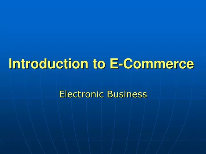 introduction to e commerce