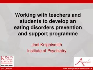 Working with teachers and students to develop an eating disorders prevention and support programme