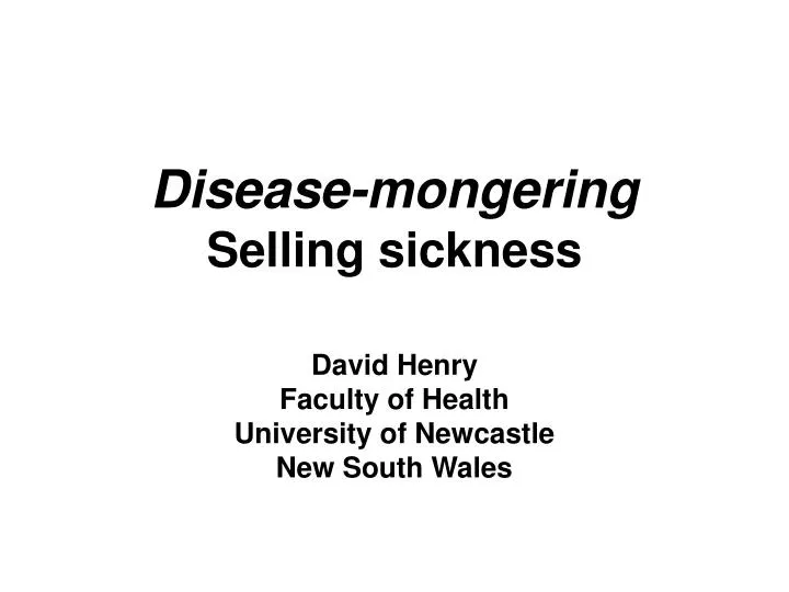 disease mongering selling sickness