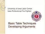 Basic Table Techniques Developing Arguments - slide 1