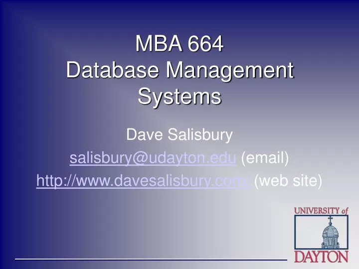 mba 664 database management systems