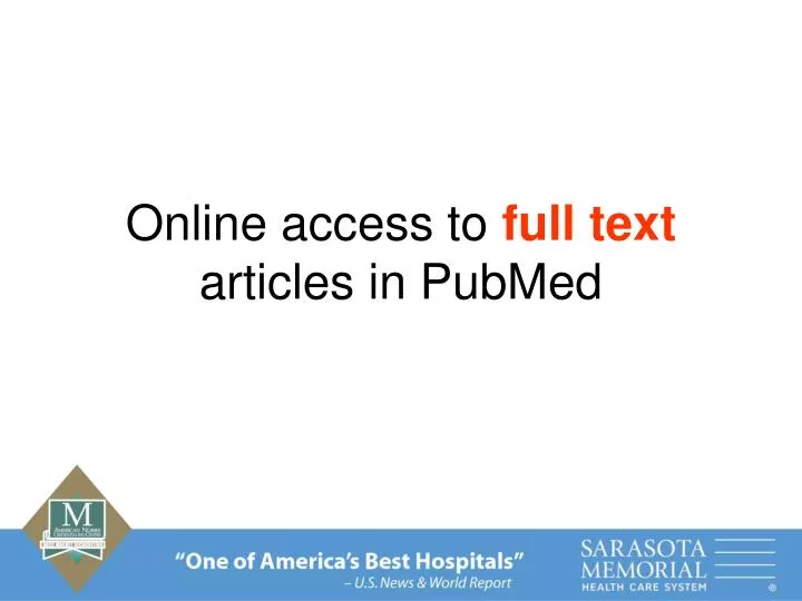 online access to full text articles in pubmed