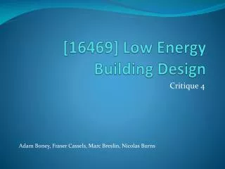 [16469] Low Energy Building Design