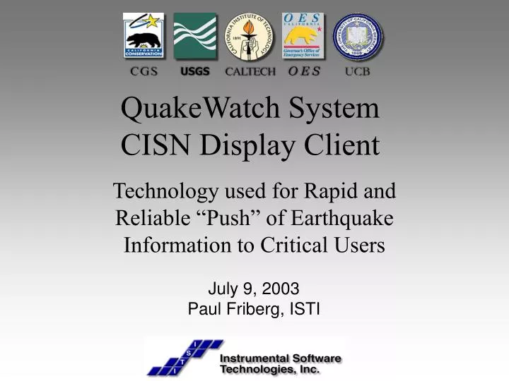 quakewatch system cisn display client
