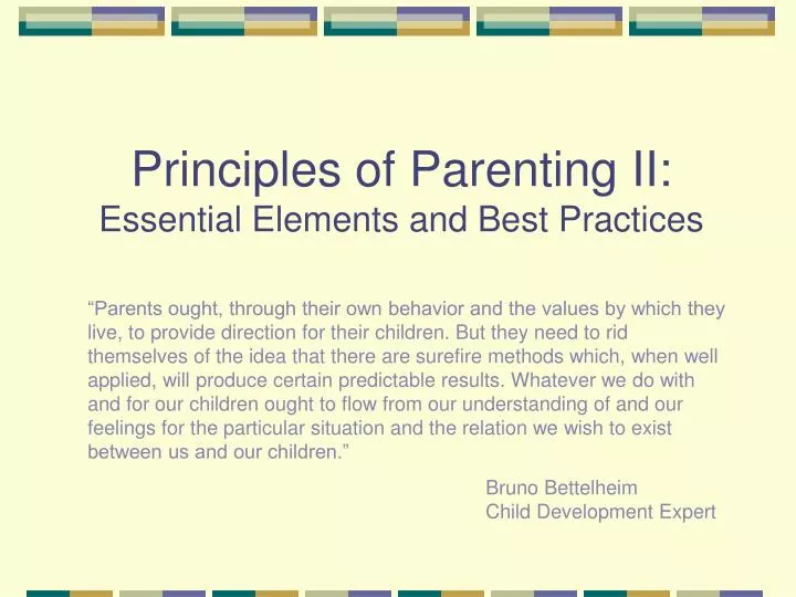 principles of parenting ii essential elements and best practices