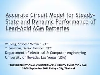 Accurate Circuit Model for Steady-State and Dynamic Performance of Lead-Acid AGM Batteries