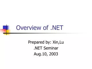 Overview of .NET