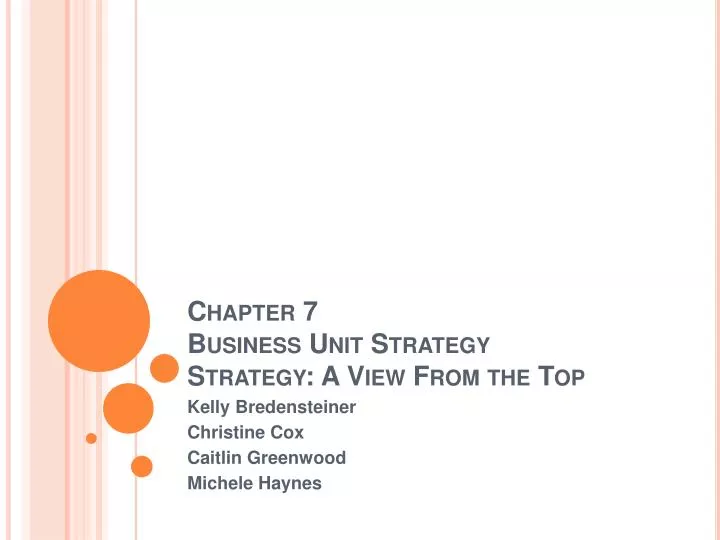 chapter 7 business unit strategy strategy a view from the top