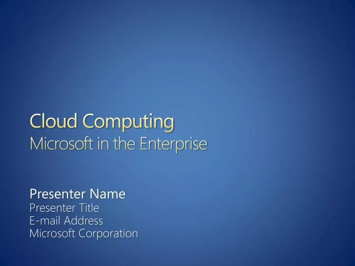 cloud computing microsoft in the enterprise