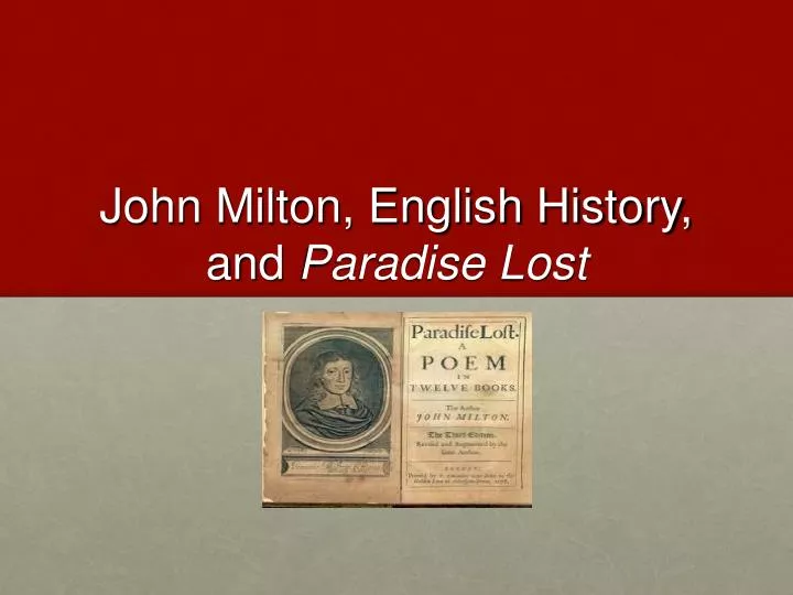 john milton english history and paradise lost