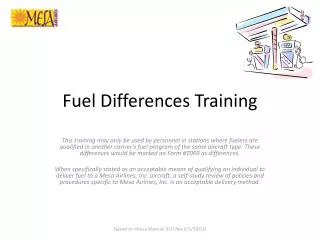 Fuel Differences Training