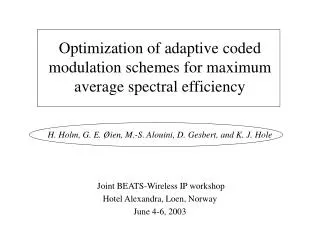 Optimization of adaptive coded modulation schemes for maximum average spectral efficiency