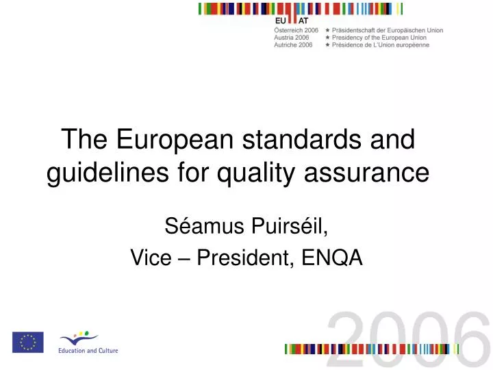 the european standards and guidelines for quality assurance