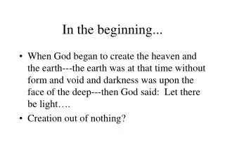 In the beginning...