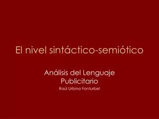 el nivel sint ctico semi tico