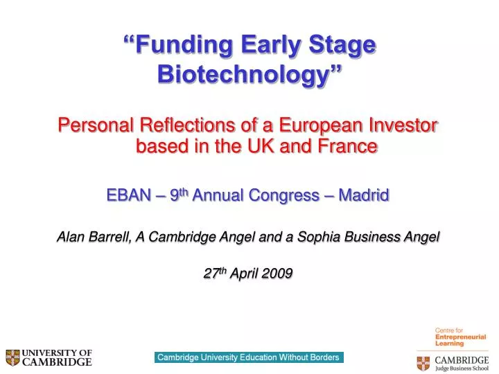 funding early stage biotechnology