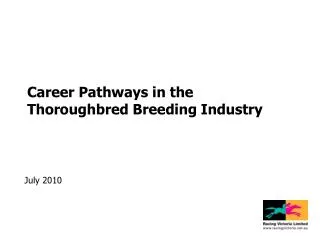 Career Pathways in the Thoroughbred Breeding Industry