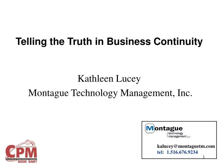 telling the truth in business continuity