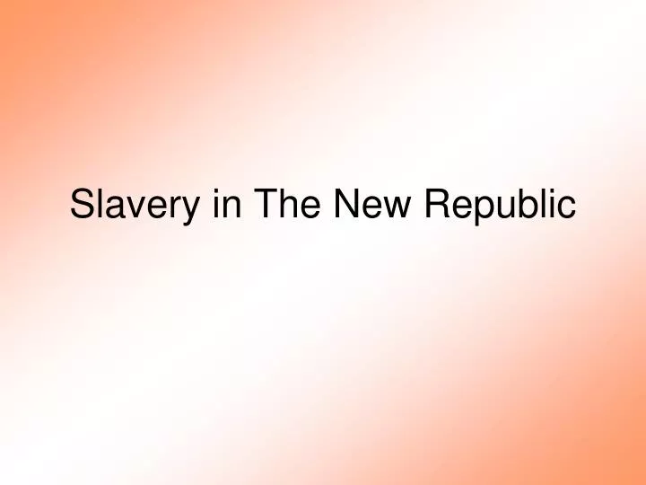 slavery in the new republic
