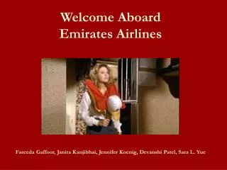 Welcome Aboard Emirates Airlines