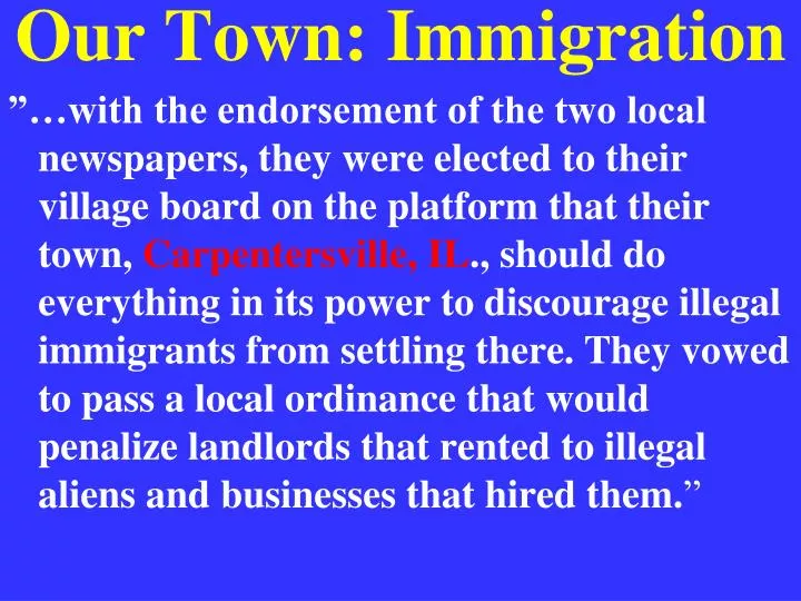 our town immigration