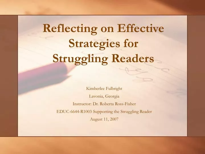 reflecting on effective strategies for struggling readers