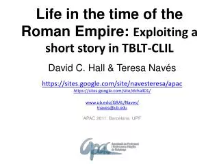 Life in the time of the Roman Empire: Exploiting a short story in TBLT-CLIL