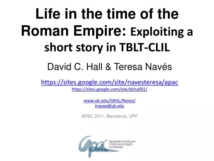 life in the time of the roman empire exploiting a short story in tblt clil