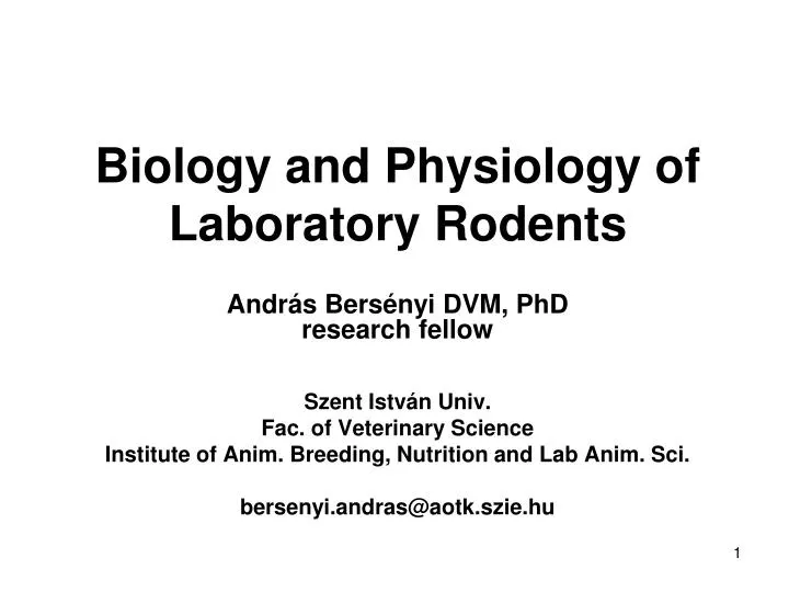 biology and physiology of laboratory rodents
