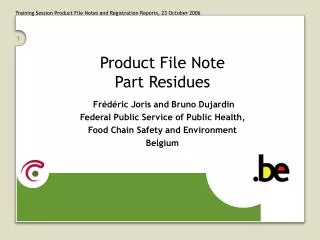 Product File Note Part Residues