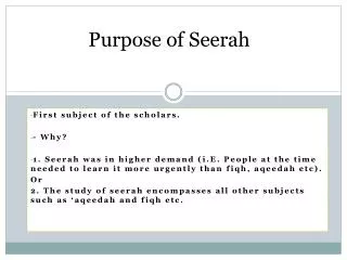 Purpose of Seerah