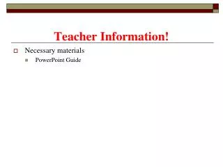 teacher information