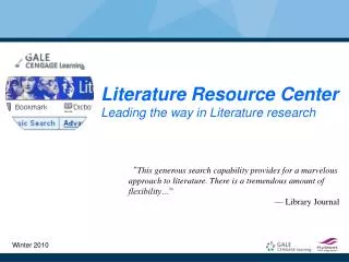 Literature Resource Center Leading the way in Literature research