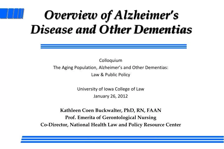overview of alzheimer s disease and other dementias