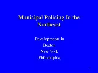 Municipal Policing In the Northeast