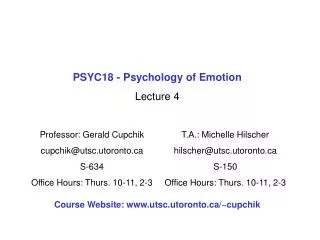 PSYC18 - Psychology of Emotion Lecture 4