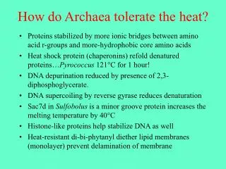 How do Archaea tolerate the heat?