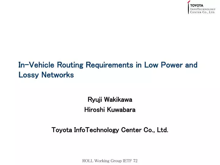 in vehicle routing requirements in low power and lossy networks