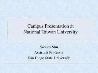 Campus Presentation at National Taiwan University