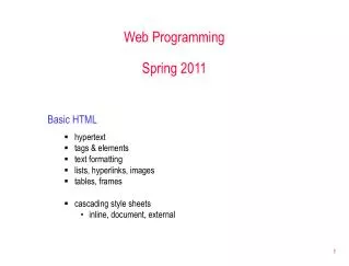 Web Programming Spring 2011