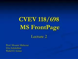 CVEV 118/698 MS FrontPage