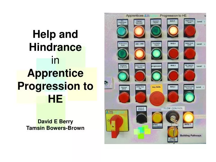 help and hindrance in apprentice progression to he david e berry tamsin bowers brown