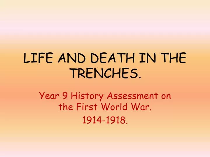 life and death in the trenches