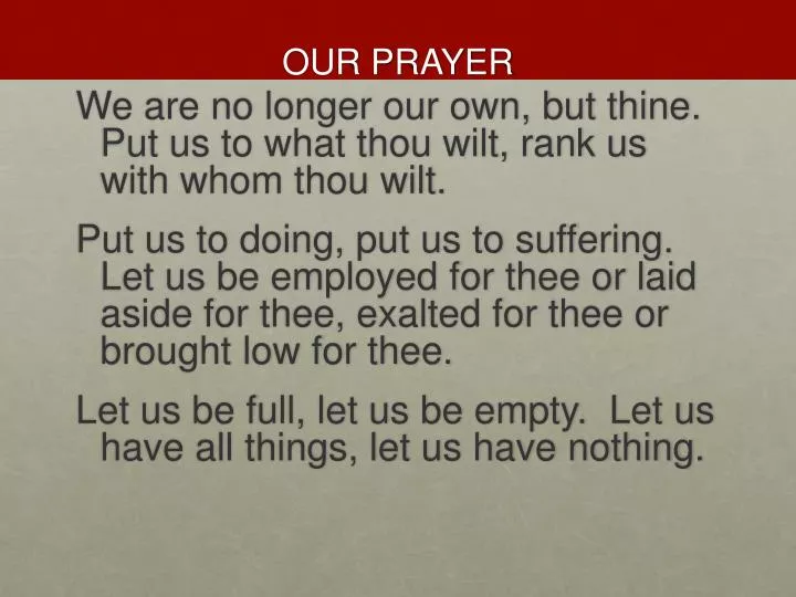 our prayer