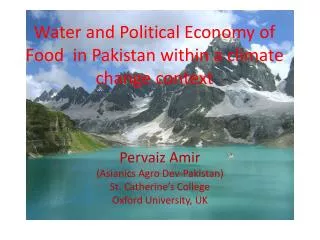 Water and Political Economy of Food in Pakistan within a climate change context