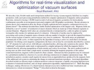 Algorithms for real-time visualization and optimization of vacuum surfaces - Boyd Blackwell, ANU