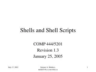Shells and Shell Scripts