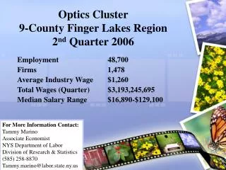 Optics Cluster 9-County Finger Lakes Region 2 nd Quarter 2006